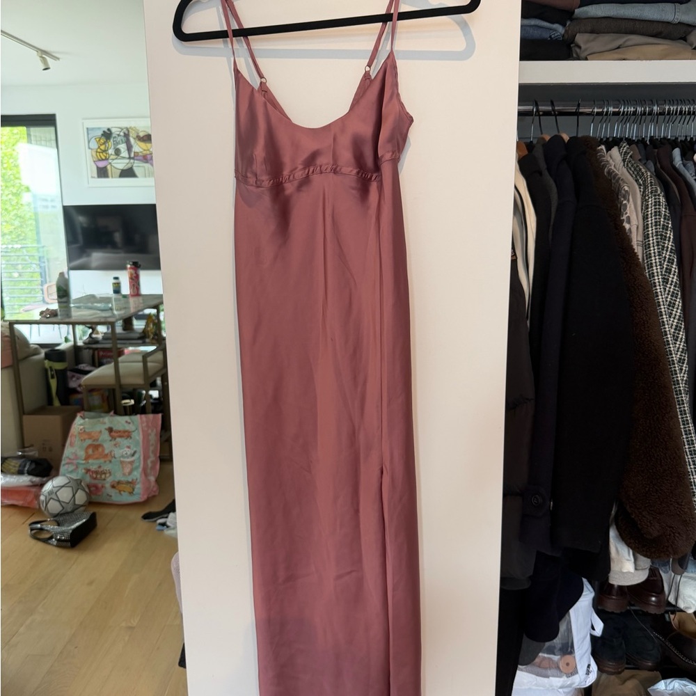 Free People Satin Slip Dress in Mauve - Picture 3 of 3
